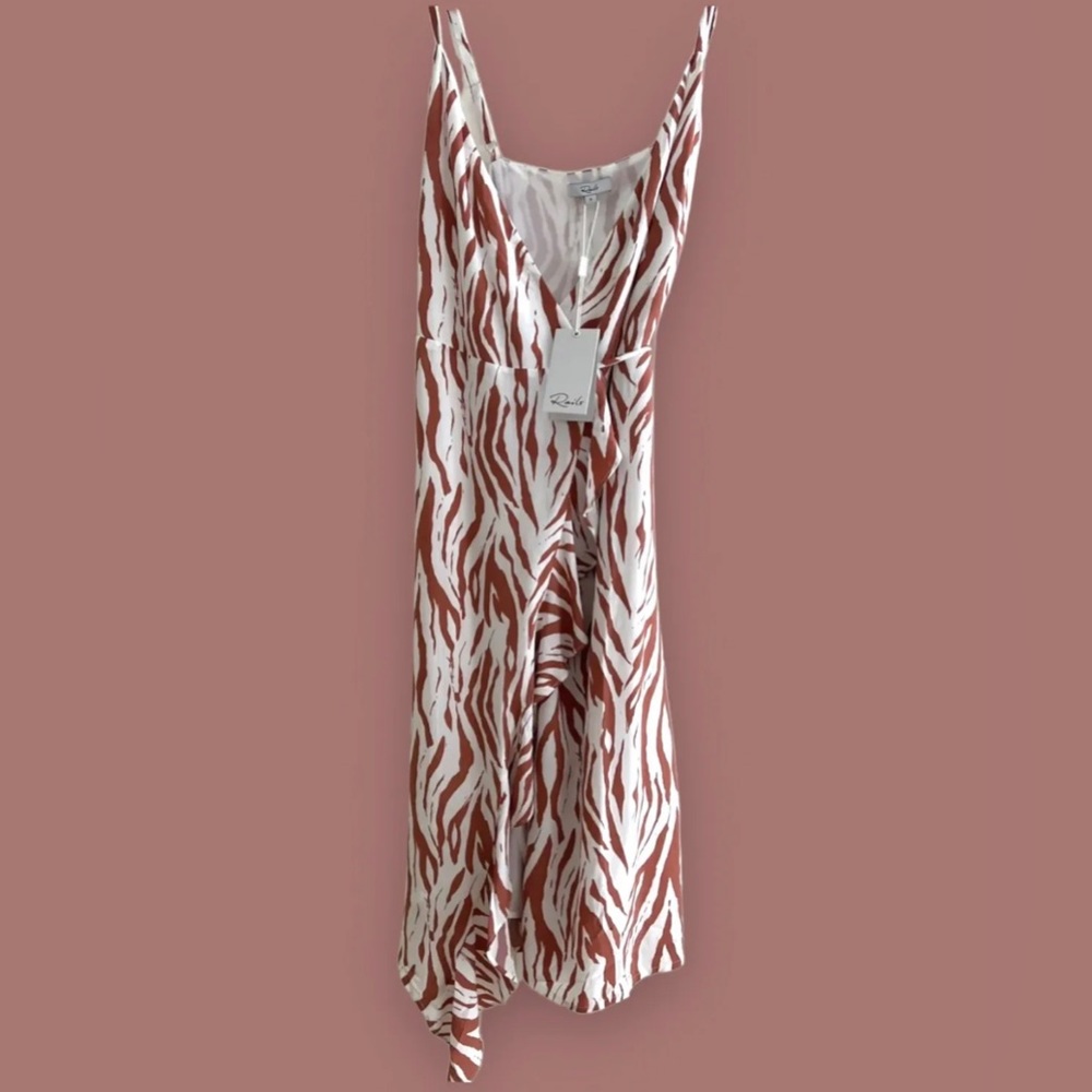 Rails New Iris White Rust Zebra Wrap Dress - Picture 2 of 5